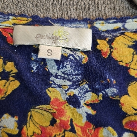 Anthropologie Porridge Silk Red Yellow Floral Boho Casual Top Size Small - Picture 4 of 6